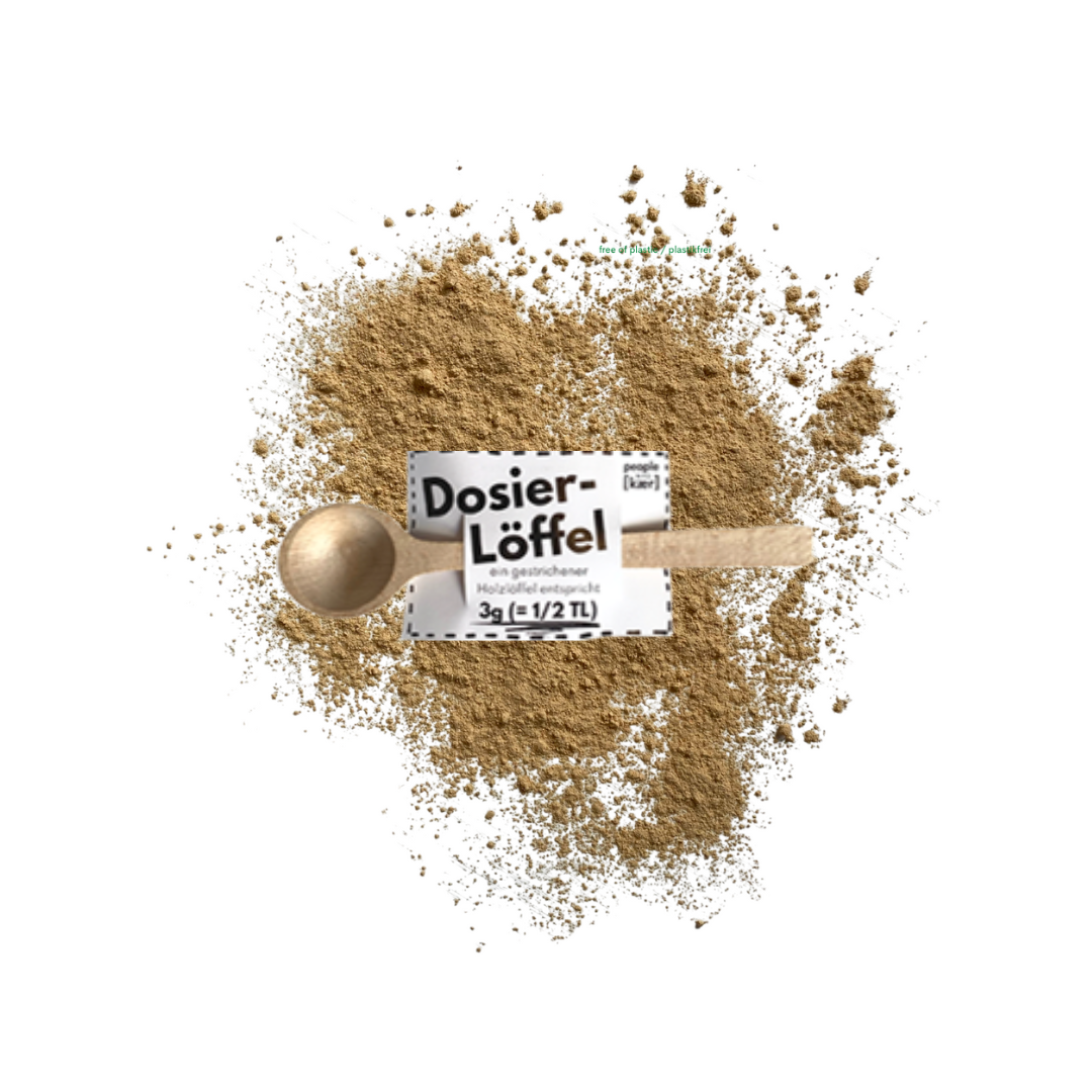 Dosier Löffel (3g) aus unbehandeltem Buchenholz Dosier Löffel (3g) aus unbehandeltem Buchenholz