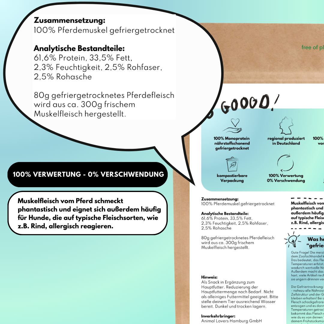 Super Leckerli aus 100% gefriergetrocknetem Muskelfleisch vom Pferd (3er Pack) Super Leckerli aus 100% gefriergetrocknetem Muskelfleisch vom Pferd (3er Pack)