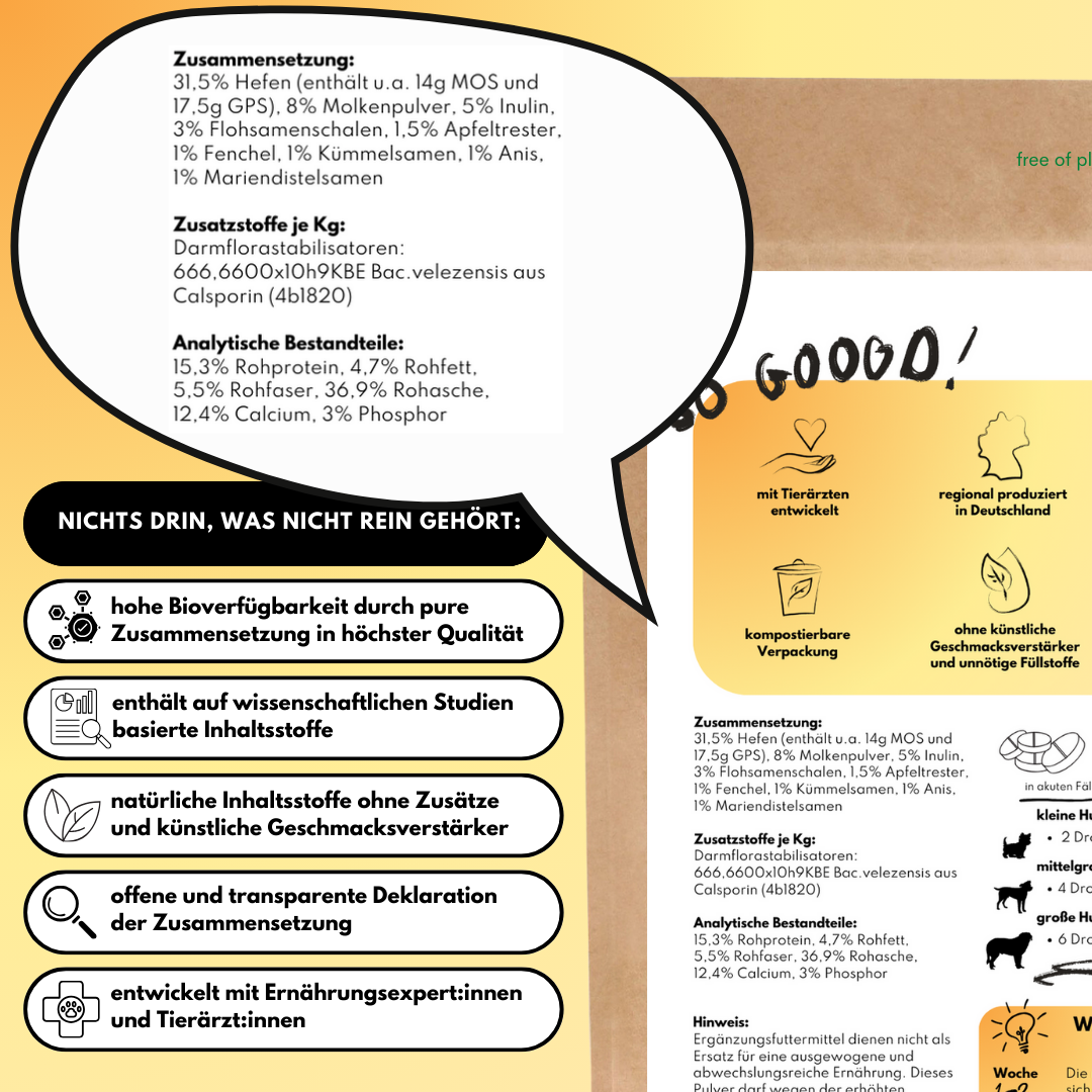 Darmdrops für Hunde mit Prä- & Probiotika, Flohsamenschalen und Inulin (60 Stk.) Darmdrops für Hunde mit Prä- & Probiotika, Flohsamenschalen und Inulin (60 Stk.)
