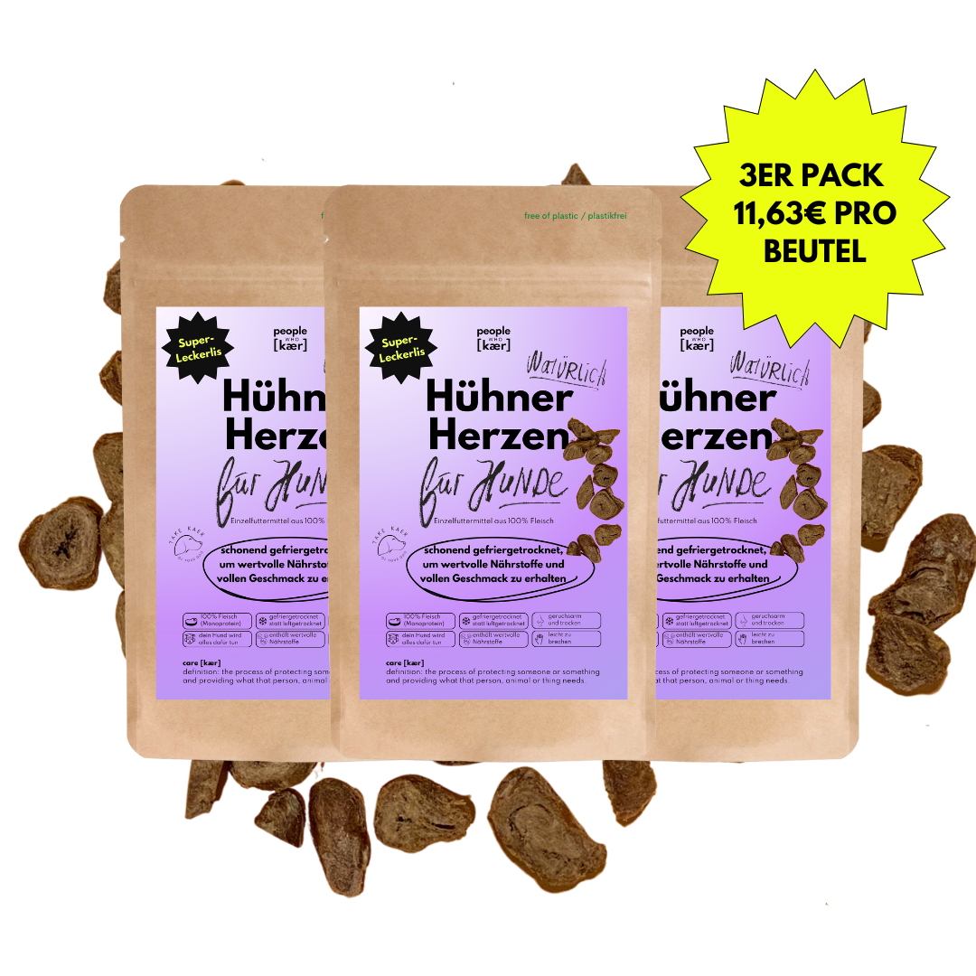Super Leckerli aus 100% gefriergetrockneten Hühnerherzen (3er Pack) Super Leckerli aus 100% gefriergetrockneten Hühnerherzen (3er Pack)