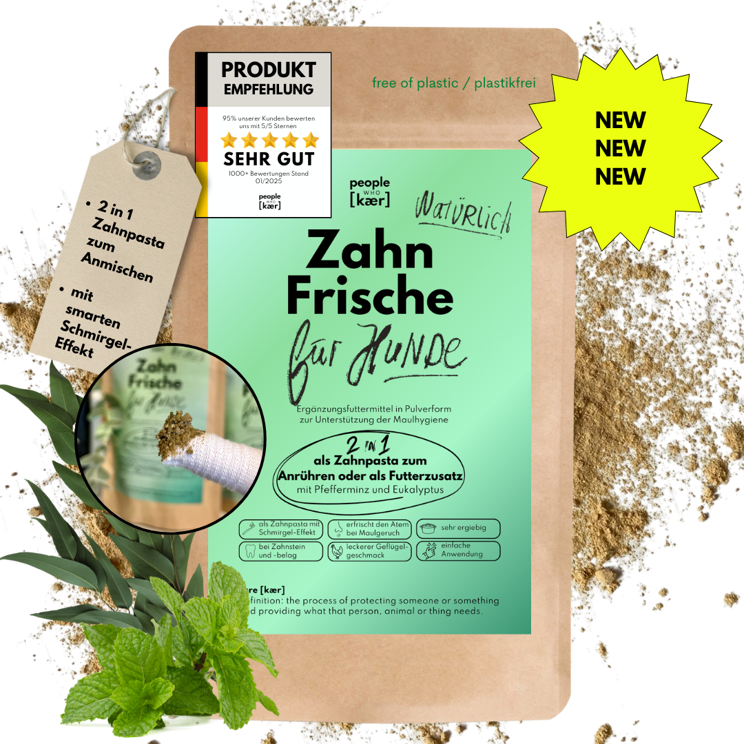 Zahn Frische (200g) für Hunde – Bei Maulgeruch, Zahnbelag & Zahnstein – Natürlich mit Pfefferminze & Thymian Zahn Frische (200g) für Hunde – Bei Maulgeruch, Zahnbelag & Zahnstein – Natürlich mit Pfefferminze & Thymian