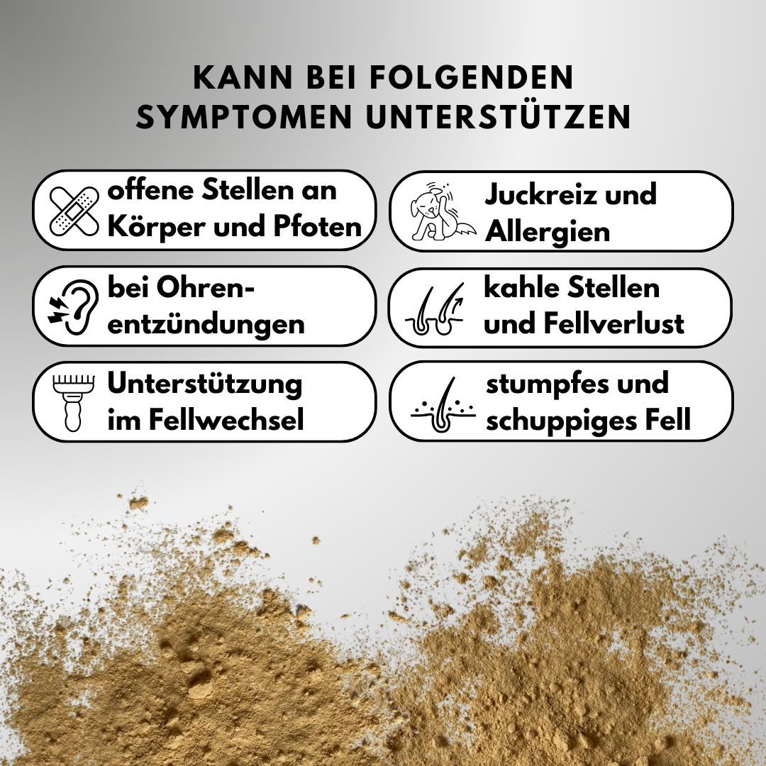 Haut & Fell Pulver für Hunde mit Biotin, Kurkuma, Hyaluron & Bierhefe (200g)