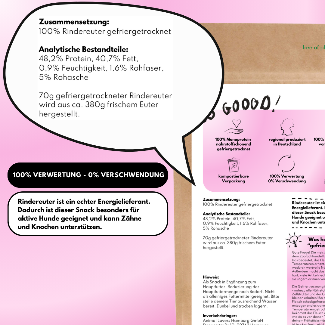 Super Leckerli aus 100% gefriergetrocknetem Rindereuter (3er Pack)