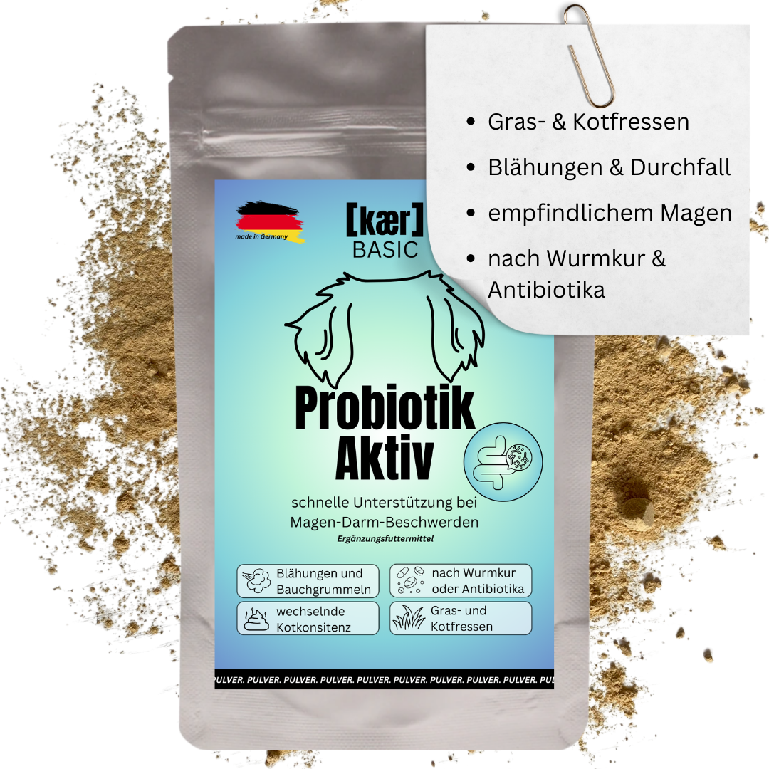kaer basic Probiotik Aktiv – Natürliches Pulver zum Aufbau der Darmflora. Ideal nach Antibiotika, bei Blähungen oder Kotfressen