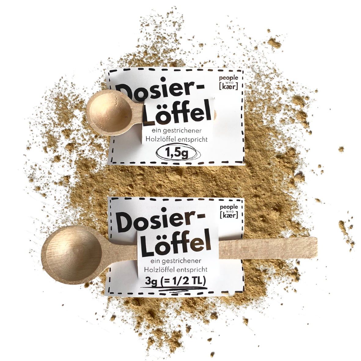 Dosier Löffel aus unbehandeltem Buchenholz für Ergänzungsfutter in Pulver Form - bei regelmäßiger Lieferung GRATIS