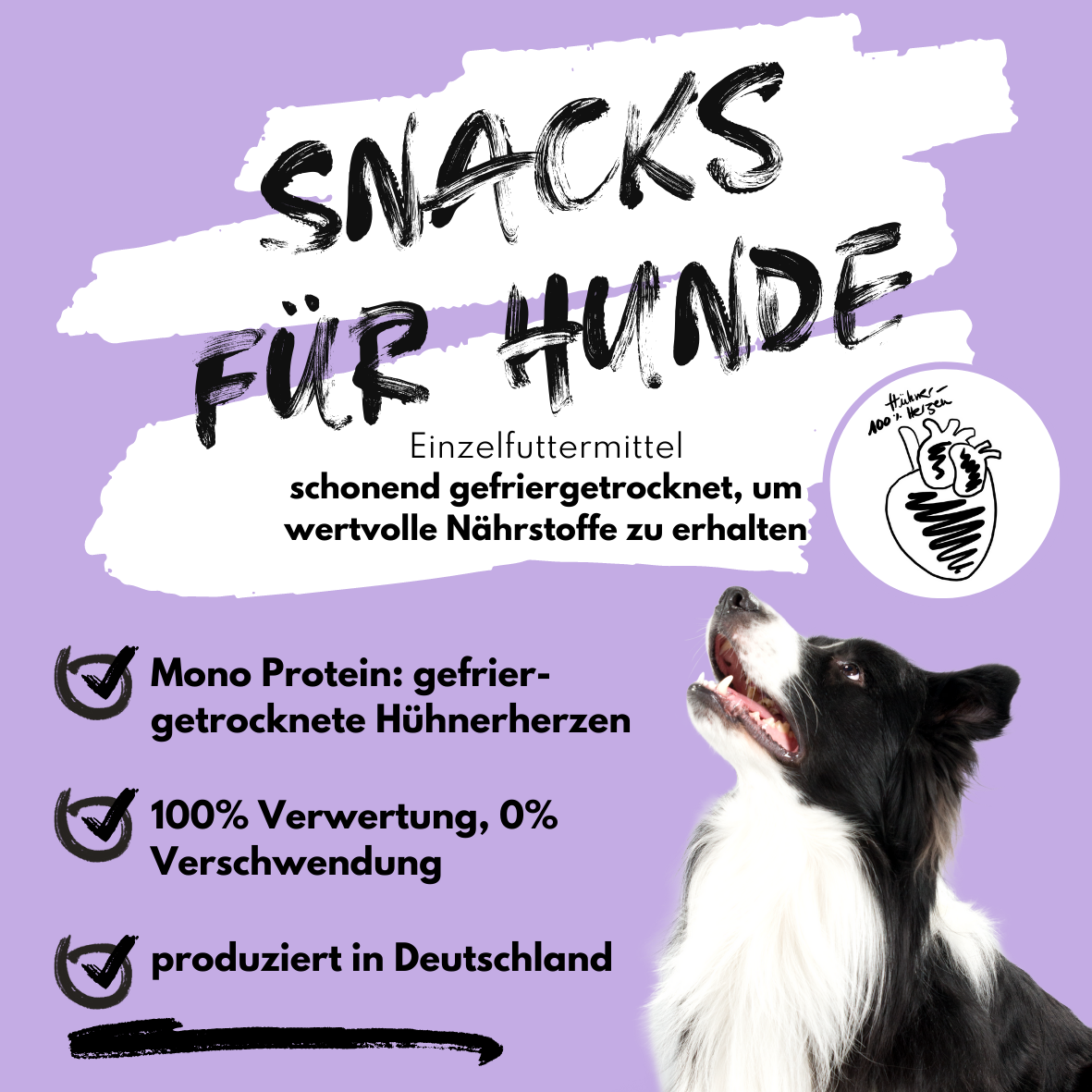 Super Leckerli aus 100% gefriergetrockneten Hühnerherzen (60g)